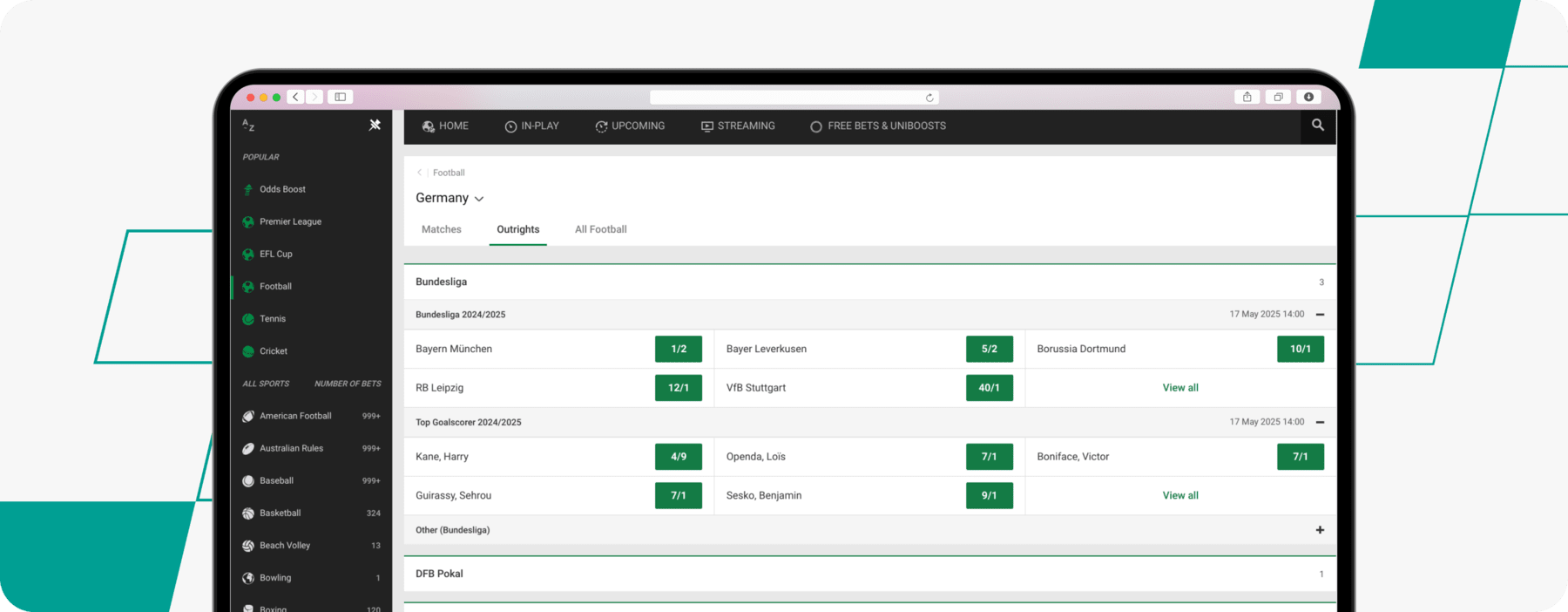 unibet bundesliga desktop screenshot