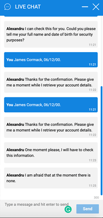 Gamebookers live chat messaging