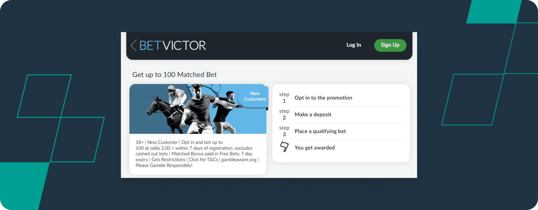 screenshot of betvictor offer